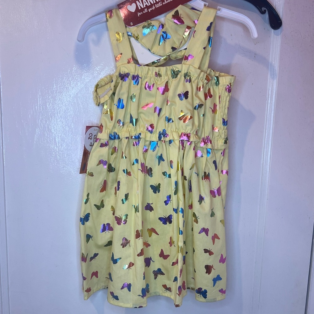Nannette Girls' Yellow Butterfly Casual Dress